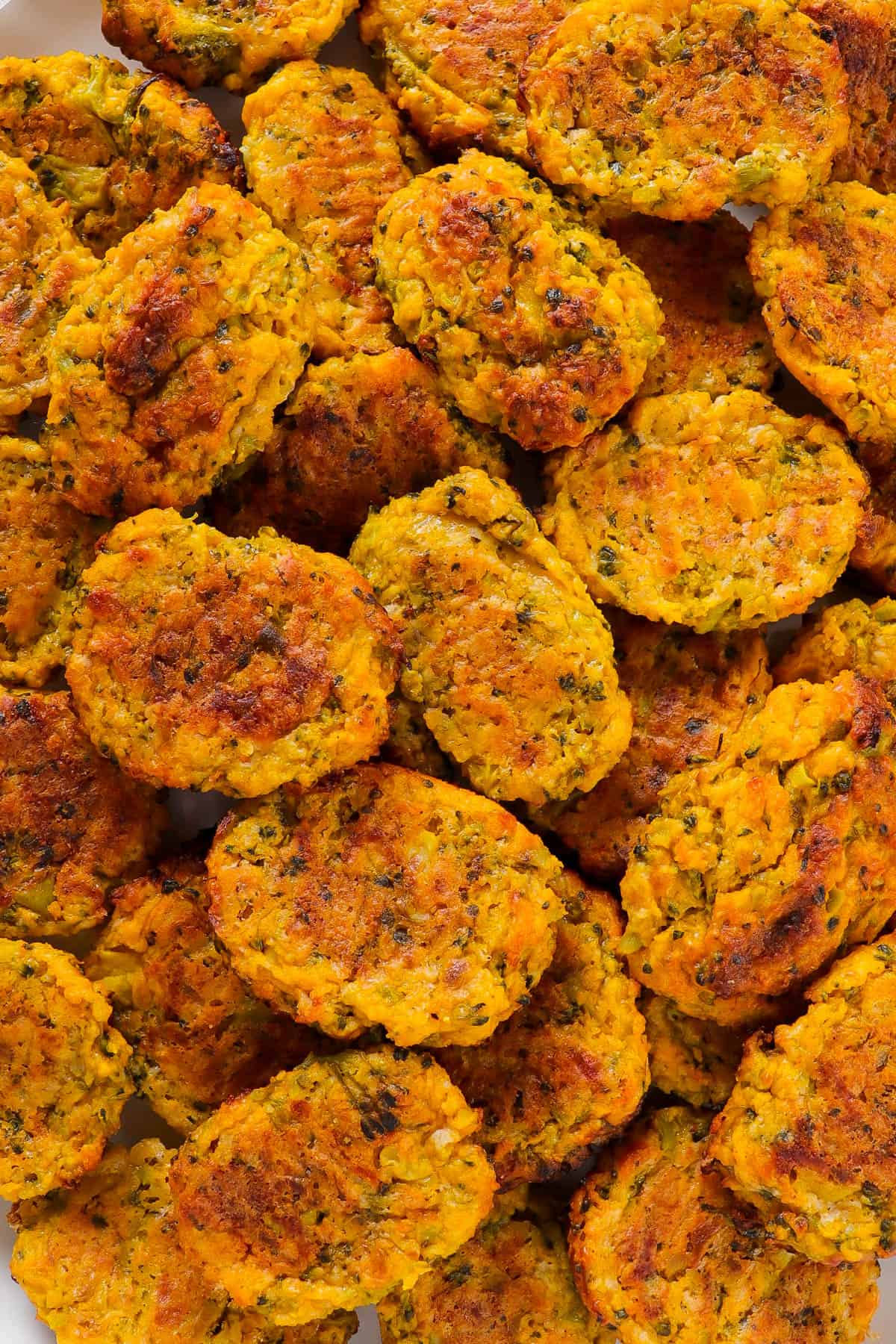 Close up shot of golden baked tots.