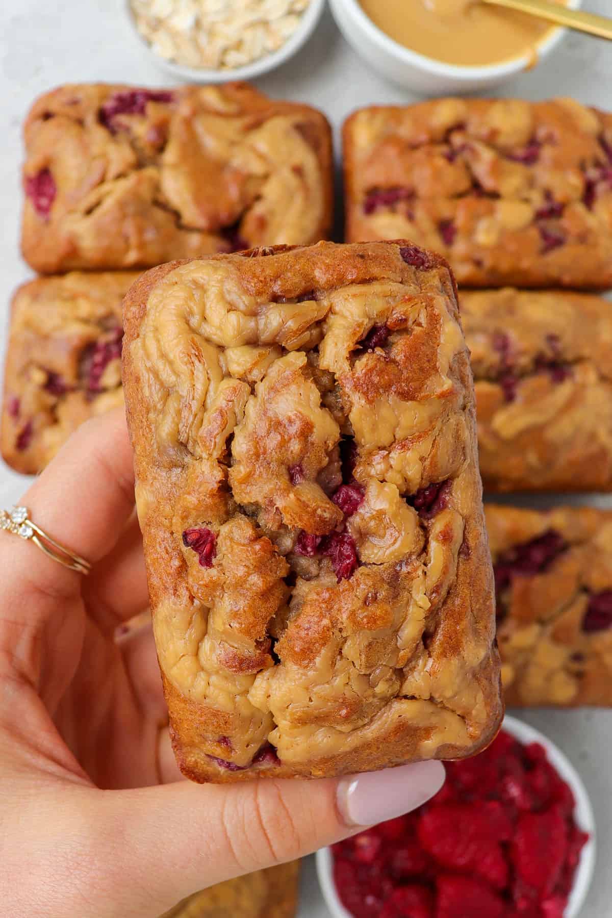 Close up shot of bread in hand.