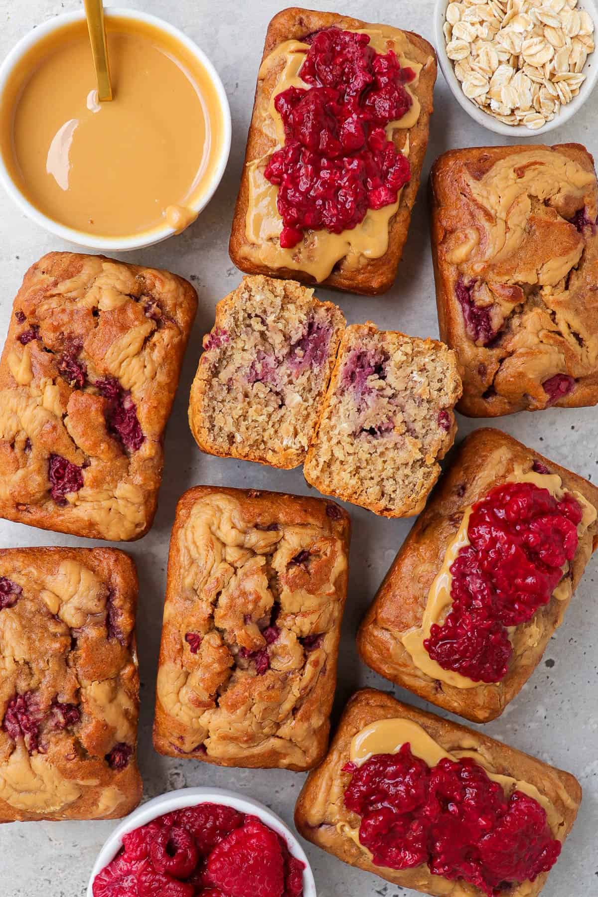 Mini breads. One cut open for inside shot.