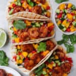 Honey Chipotle Shrimp Tacos with Mango Salsa