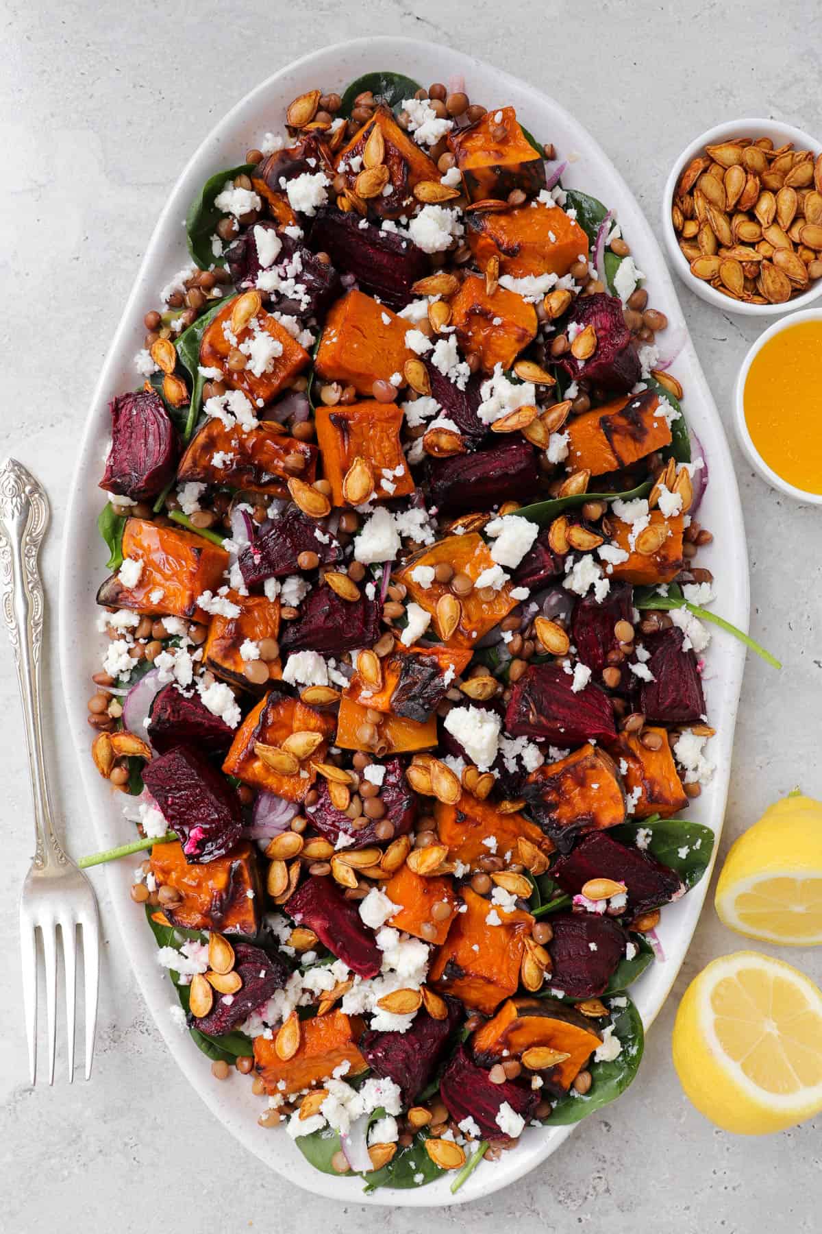 Salad on platter.