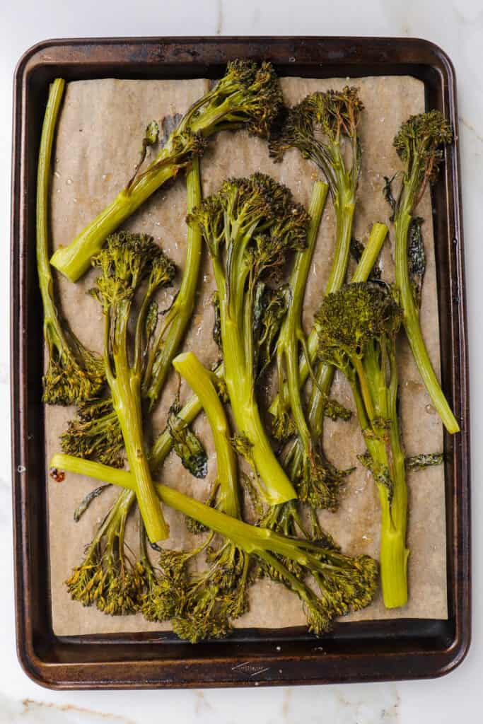 Cooked tenderstem brroccoli.