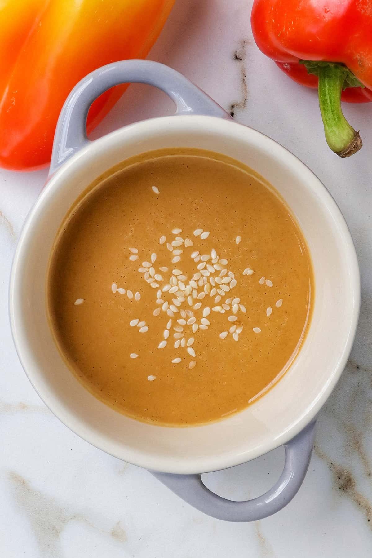 Peanut sauce in a bowl.