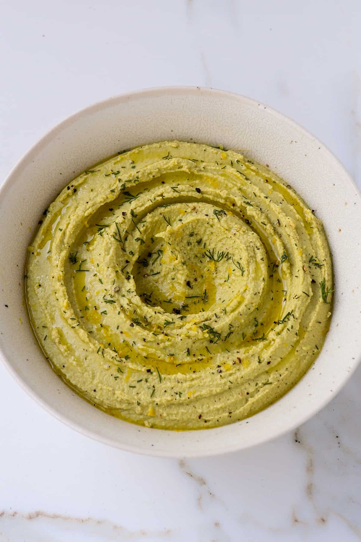 Hummus in a bowl.