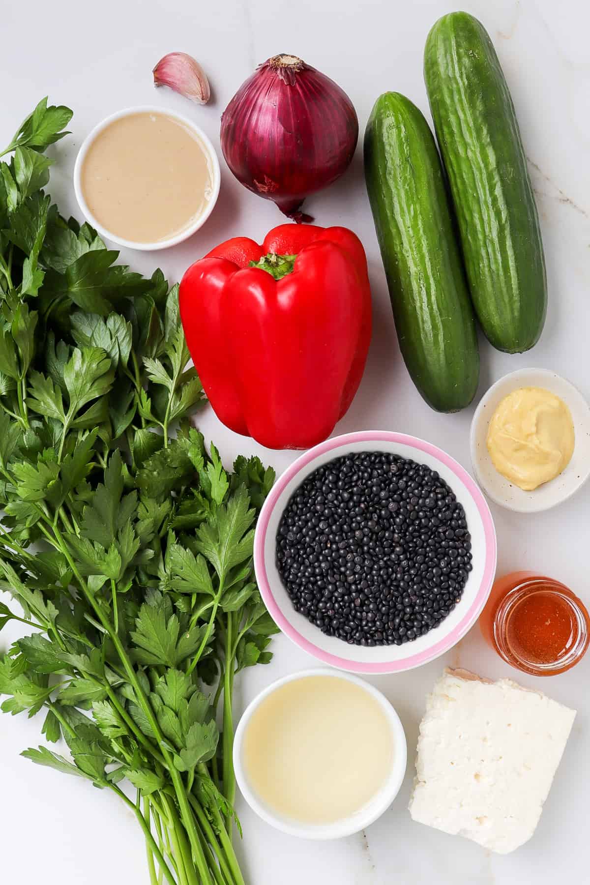 Ingredients shown to make the salad.