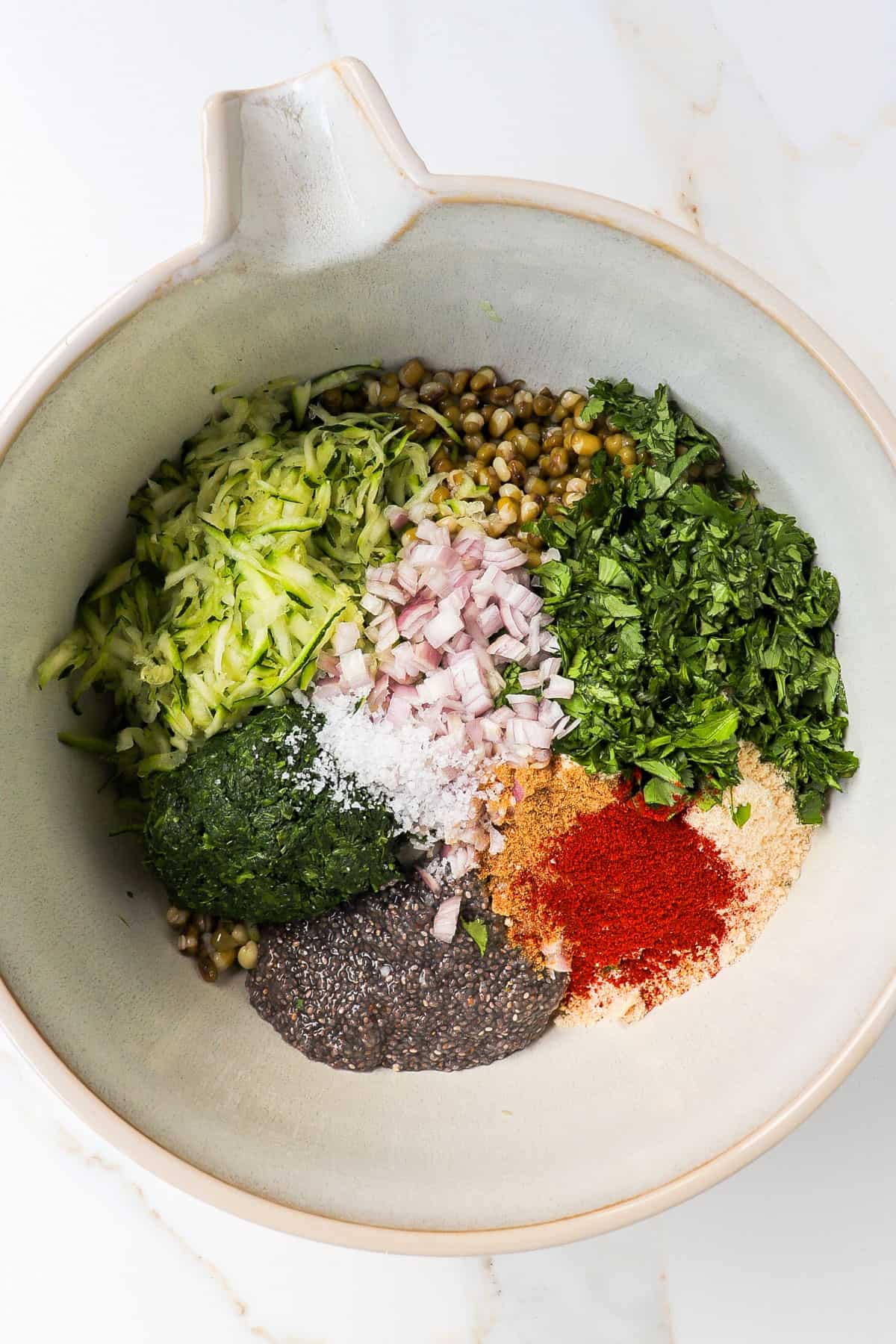 Patty ingredients in a mixing bowl.