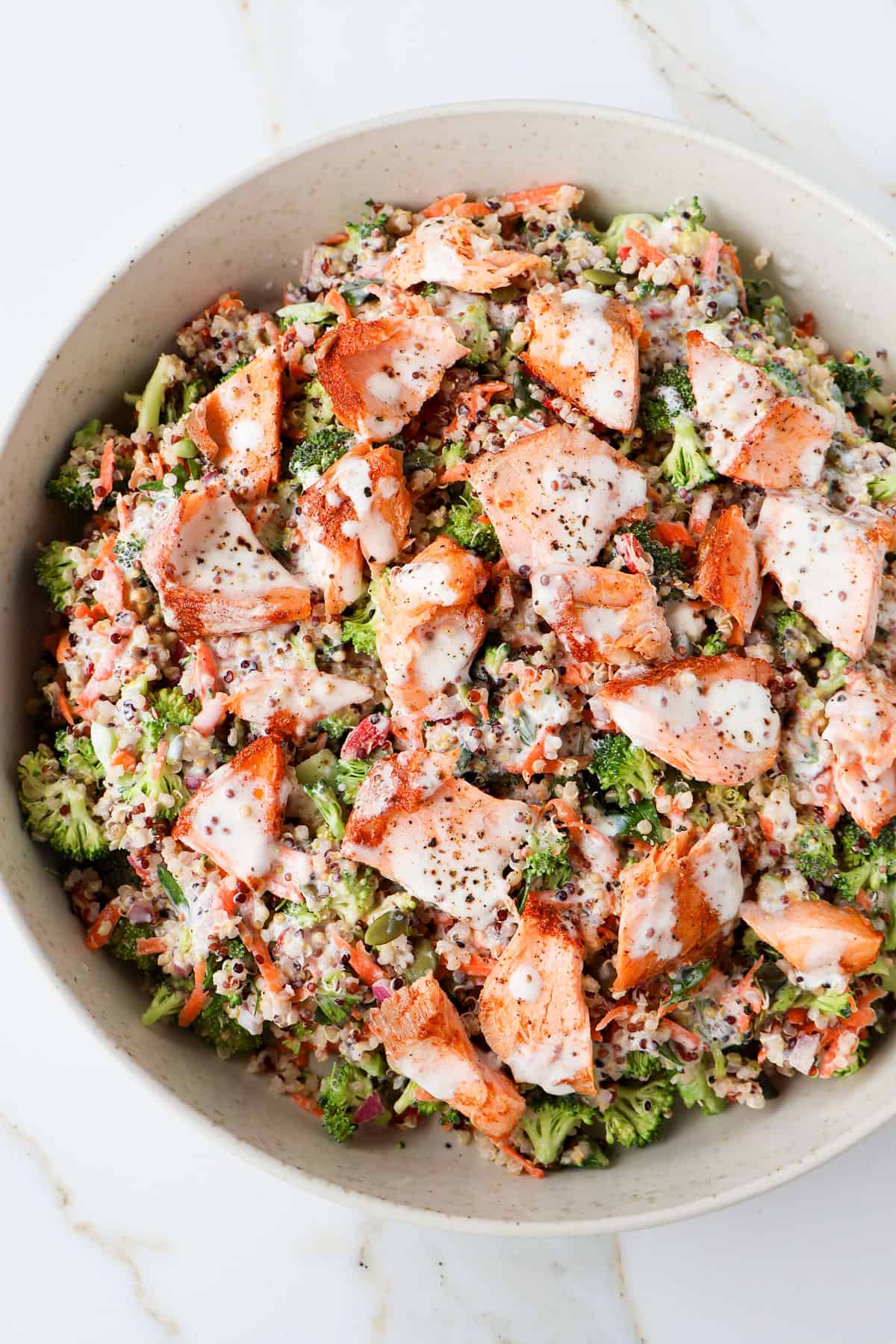 Close up shot of the salad.