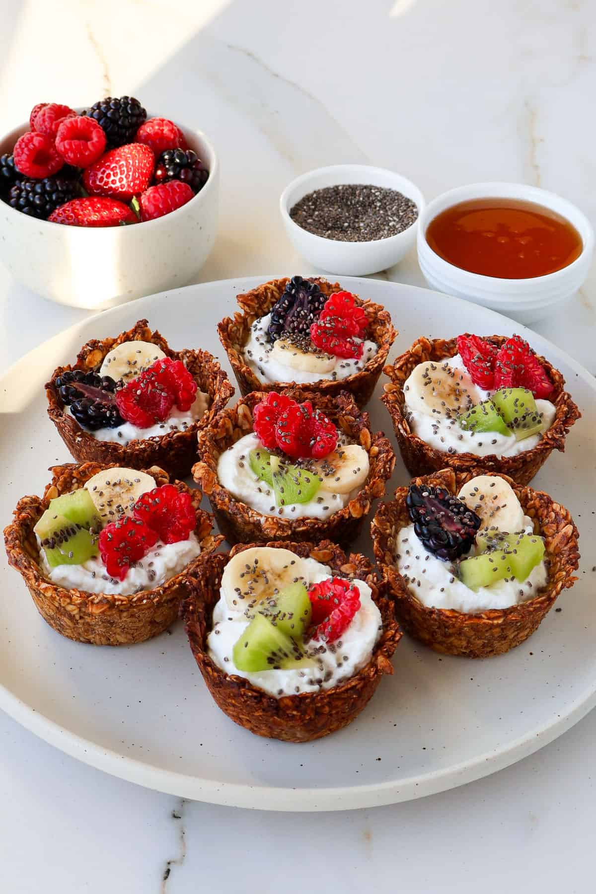 Side shot of the granola cups.